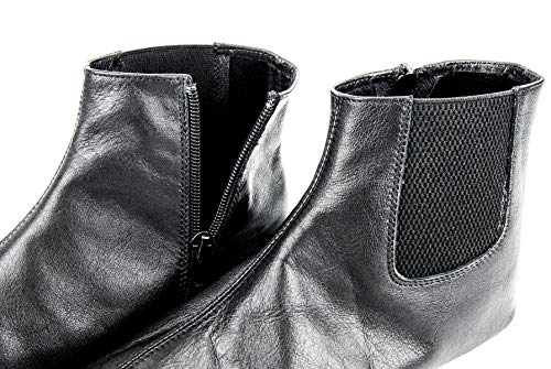 Genuine Halal Leather Zipper Khuffain | Sunnah Khuff Socks for Mosque, Black, Shoe Size: US3