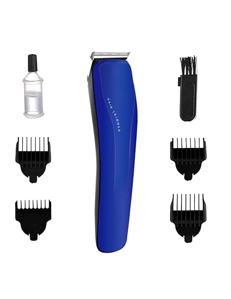 BRITSPEAR Rechargeable Cordless Stainless Steel Blade Beard Trimmer, 45 Minutes Cordless Beard Trimmer And Hair Clipper With 4 User guide Brush Clip For Grooming (AT-528_Royal Blue)