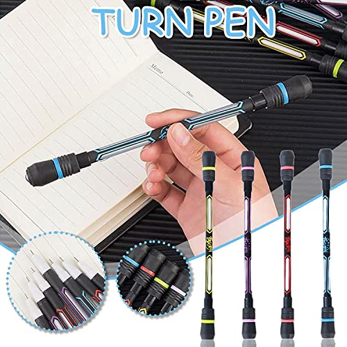 Image of Pack of 2 Spinner Rotatable Gaming Finger Pens- Spinning Rolling Pen, Rotatable Non-Slip Design, Magic Floating & Rolling Light Anti Dropping Pen for Gamers, Ballpoint Pen Rolling Finger Multicolor