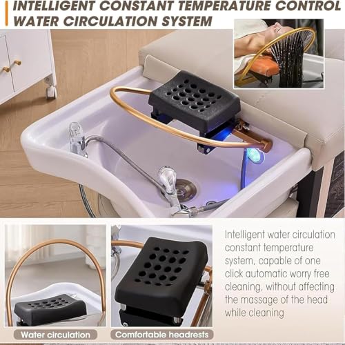 MegLob Head Care Shampoo Bed, Heavy Duty Shampoo Bed & Massage Table-in-1, Beauty Salon Thai Massage Shampoo Bed, Includs U-Shape Water Massage Backwash, Spa Resort Hair Salon Equipment,Green - Image 3