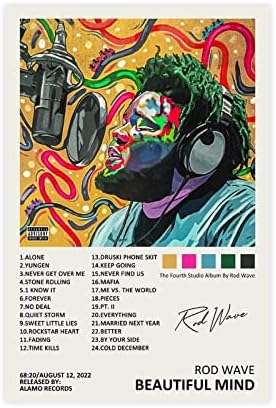 YEZLH Rod Wave Poster Beautiful Mind Music Album Cover Signed Limited Edition Canvas Poster Wall Art Decor Print Picture Paintings for Living Room Bedroom Decoration Unframe:16x24inch(40x60cm)