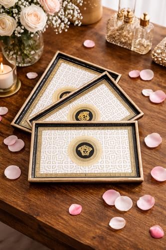 Image of Premium Wooden Serving Tray Set of 3 | Ethnic Indian Art Printed Tea, Coffee & Snack Trays | Decorative Multipurpose Home & Kitchen Serving Tray (B-02)