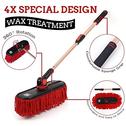 Car Duster Exterior Scratch Free,Car Dusters Extendable Handle Cleaning Exterior,Detailing Brush Kit for Truck,SUV,Caravan,Motorcycle,Wax Cotton Fabric,Waterless Wash Equipment - Image 5
