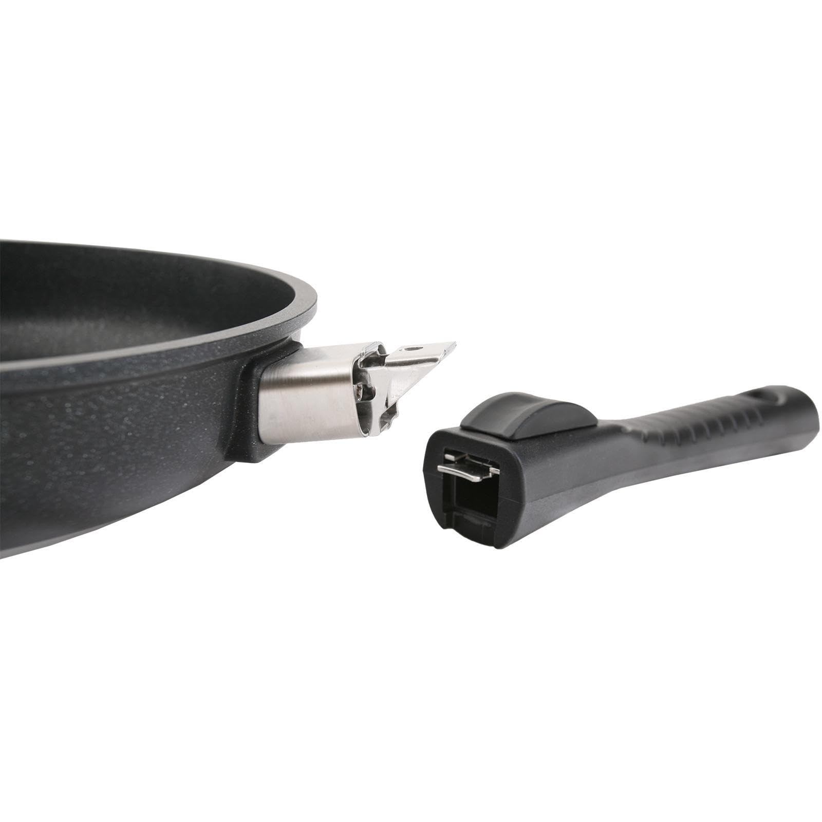 BAF Bratpfanne 20 cm aus Aluguss mit Glasdeckel & abnehmbarem Griff - Rand 5 cm hoch - Antihaft Flachrandpfanne geeignet für Induktion, Gas, Elektro & Backofen - Made in Germany