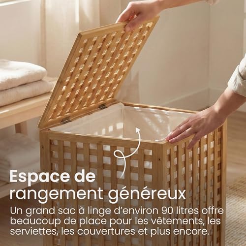 Bac à linge d'exception CLP Lenca en bois de bambou durable et lavable