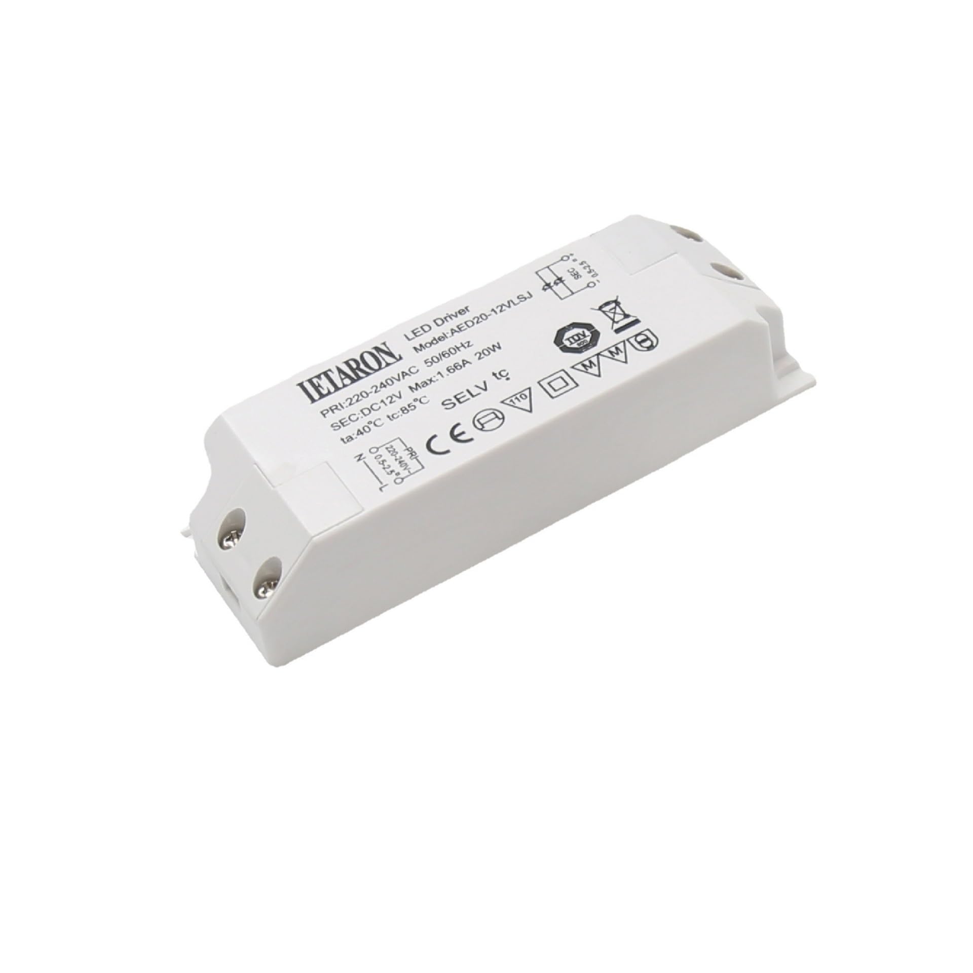 Alimentation à tension constante 20W 12V pour miroir de salle de bain lumineux