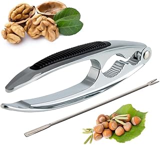 Meilliger Schiaccianoci, con Manico Antiscivolo Schiaccianoci e 1 forchetta in acciaio INOX Strumento di Cucina, Multifunzione Tagliavite Pinze per Noci Utensili da Cucina in Acciaio Inossidabile