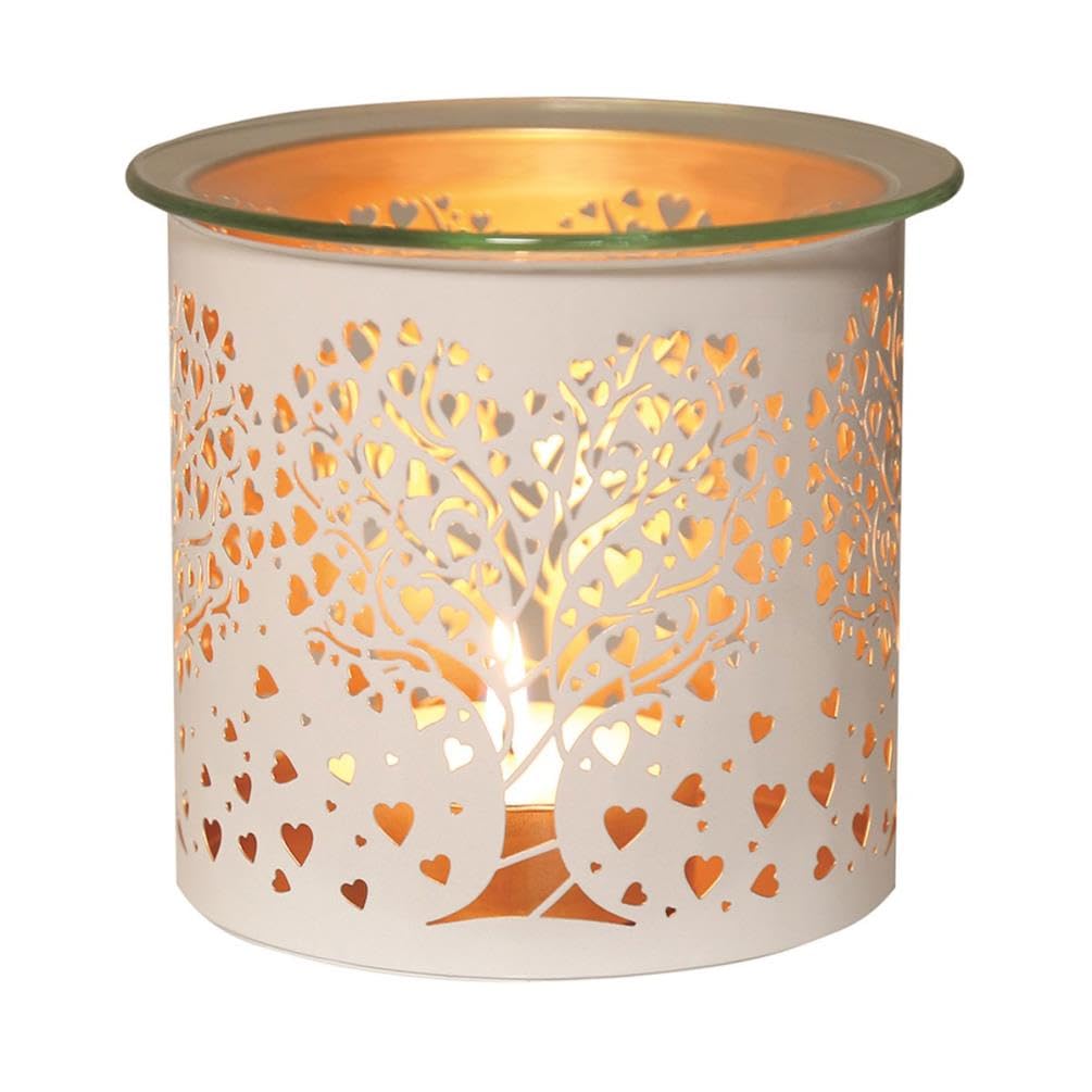 Aroma Accessories White/Gold Aroma & Heart Tree Jar Sleeve & Wax Melt Warmer
