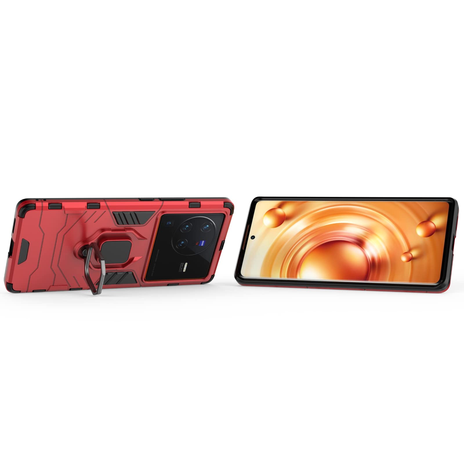 HONLEN Handyhülle Für Vivo X80 Lite 5G / V25 5G – Mit Magnet, Ringhalter, Stoßfest, Rot