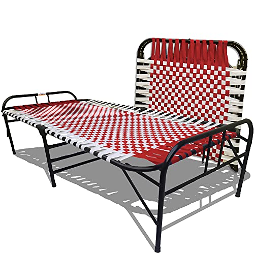 Image of ARTEMIST Portable Single Folding Beds Space Saving Heavy Duty Foldable Bed Frame /khat Cot for Sleeping Beds Sturdy Metal Beds Frame Space Saving Design 3'X6' (Red Classic Bed)