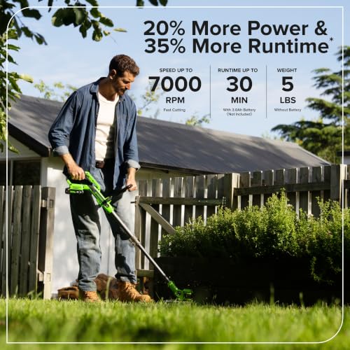 Image of Greenworks 24V 12 inch Brushless String Trimmer, 2-in-1 Trimmer /Edger, Adjustable Shaft, 10 Plastic Blades, Lightweight 5.25lbs, 3-Year Warranty, Battery and Charger Not Included