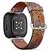 CJBROES Replacement Leather Watch Band, Compatible with Fitbit Versa 3 and Fitbit Sense of Wristband Bracelet Accessory - Patchwork Vintage