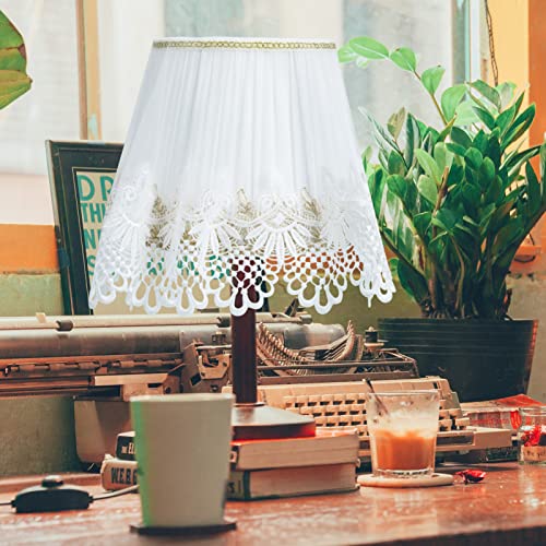 White Lace Lampshade Cover Topper, Elegant Flower Pattern Lace Lamp Shade, Table Lampshape, Romantic Light Cover Topper Scarf For Home Living Room Bedroom Light Decoration #TOP3