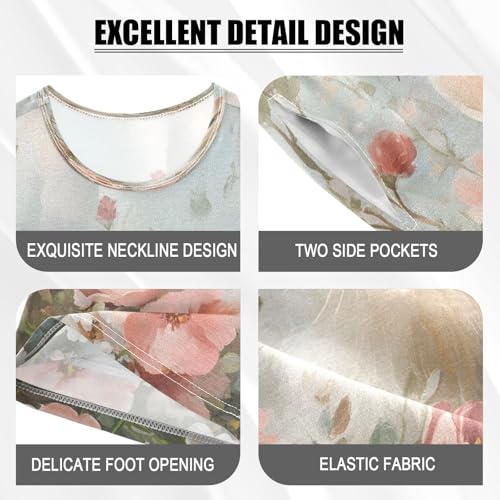 ALAZA Cute Animal Blossom Cat Flower Butterfly Pajamas Set Short Sleeve Cotton Sleepwear Summer Pjs 2 Piece 5-14Y4