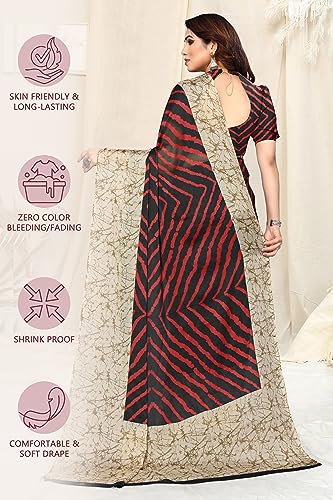 Image of MIRCHI FASHION Women Saree Ethnic Motif Print Chiffon | Breathable Lightweight Plain Weave Sari for Office and Daily Use (Available in 20 Designs)