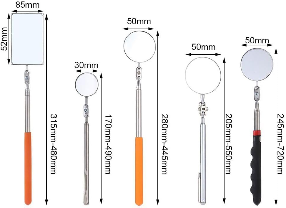Extendable 360 Inspection Mirror Telescopic Car Repair Viewer(Orange)
