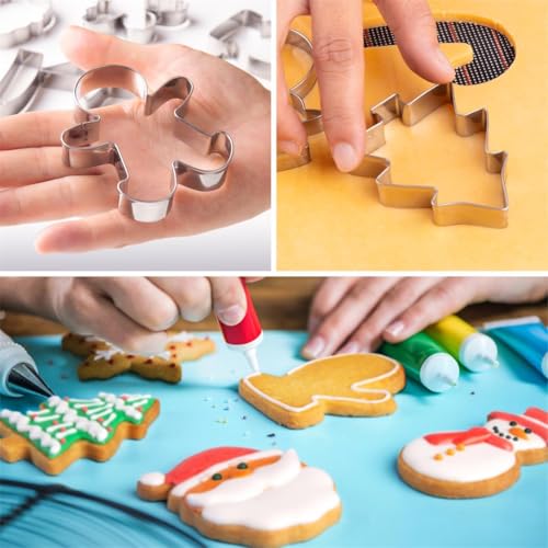 Christmas Cookie Cutters Set of 9 Pieces, Metal Shapes for Winter Holiday: Christmas Tree, Snowflake, Gingerbread Men, Angel, Star, Mitten, Candy... - Image 4