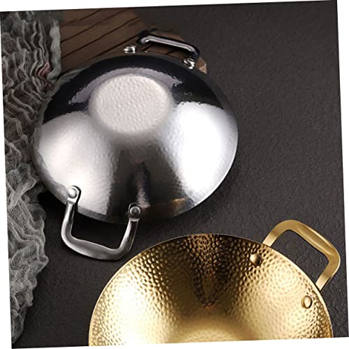 Wok de acero inoxidable con doble asa resistente al calor miniatura 6
