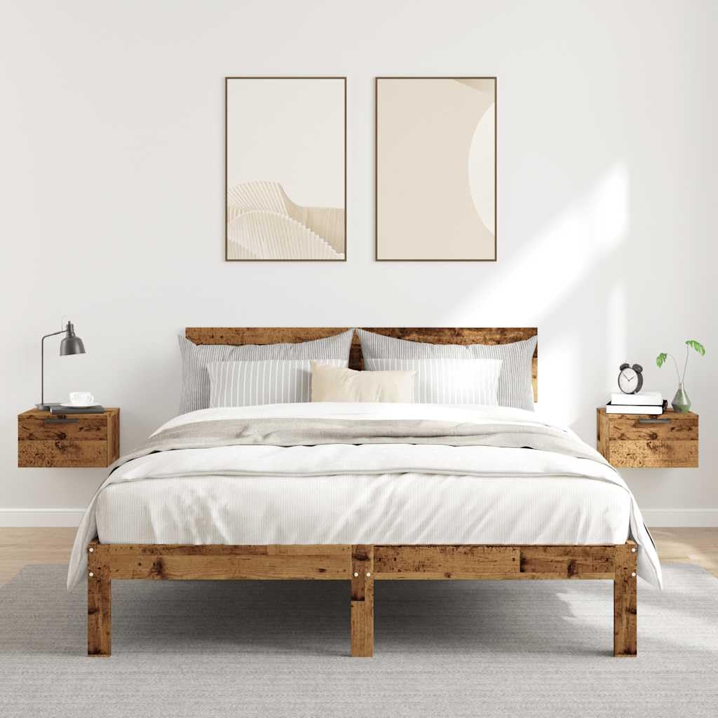 Générique Ścienne stoliki nocne 2 szt. Stare drewno 34x30x20 cm, pływające półki ścienne do przechowywania książek, szklanek i dekoracji, wytrzymała konstrukcja i łatwe do czyszczenia