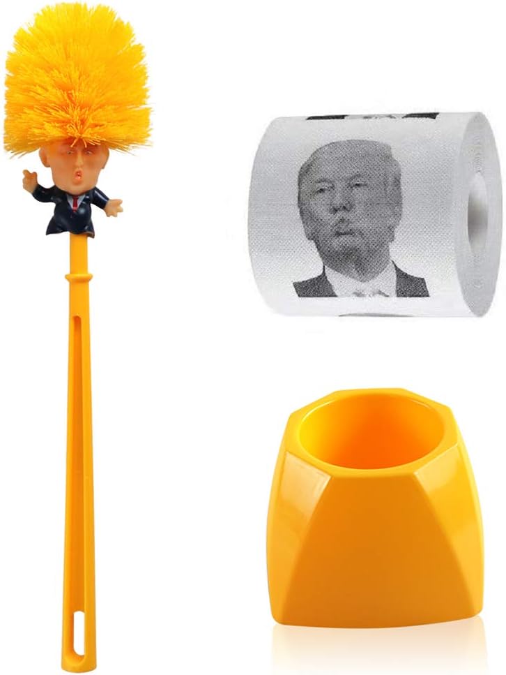 Suреr Chеар 🛒 LadyRosian Donald Trump Gifts, Donald Trump Toilet Brush, Funny Toilet Brush Cleaner with Printed Toilet Paper, Deep Cleaning Toilet Scrubber, Toilet Brush with Holder, Yellow Design, Easy Grip Suреr Chеар 🛒 LadyRosian Donald Trump Gifts, Donald Trump Toilet Brush, Funny Toilet Brush Cleaner with Printed Toilet Paper, Deep Cleaning Toilet Scrubber, Toilet Brush with Holder, Yellow Design, Easy Grip