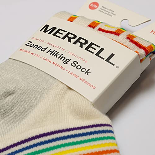 Image of Merrell Unisex Men's and Women's Zoned Cushioned Wool Hiking Ankle Socks - Breathable Arch Support