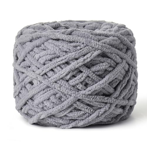 Image of Fluffy Chenille Chunky Yarn for Crocheting 100g(65.6yd) - Baby Yarn for Crocheting Soft - Velvet Yarn for Crochet Blanket - Amigurumi Crochet Yarns(Grayish