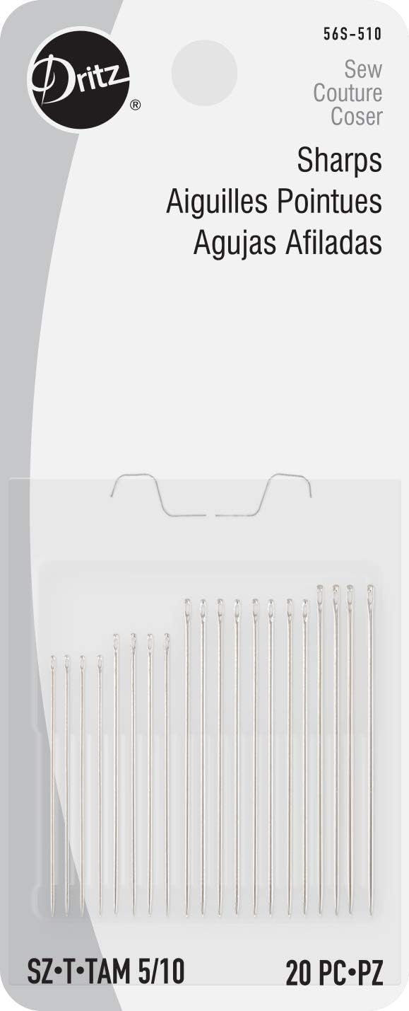 Dritz 56S-510 Sharps Hand Needles, Size 5/10 (20-Count) Nickel