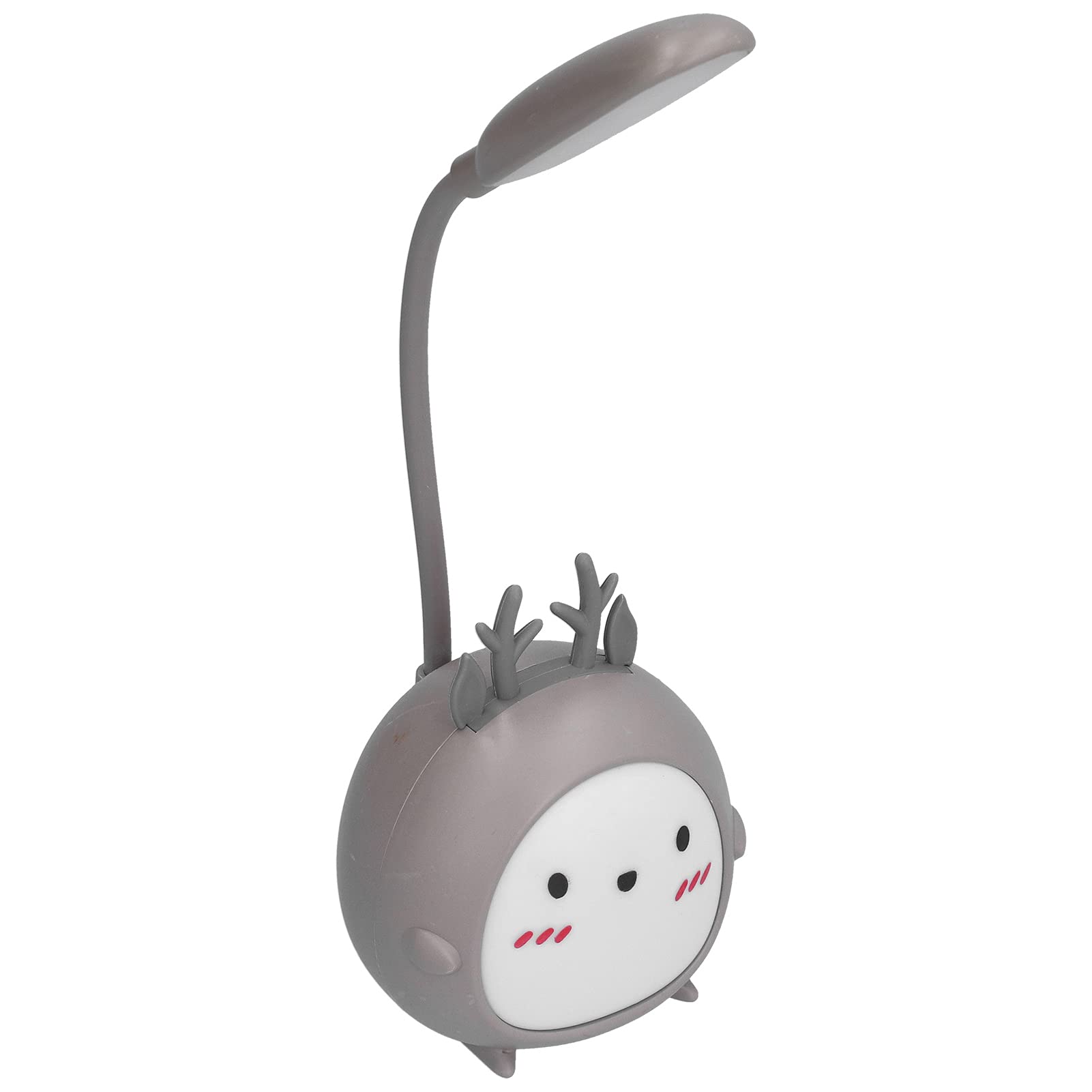 KIMISS Lámpara de Escritorio LED de Animales de Dibujos Animados con Portalápices - Luz Nocturna Recargable USB para - Diseño de Alce que Cuida los Ojos - Compañero de Estudio y