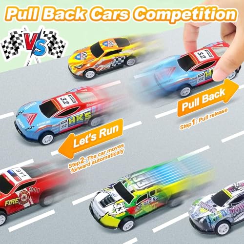 Image of Die-Cast Racing Car Toy for Kids 3+ Year Old 6PCS Pull Back and Go Multicolor Alloy Metal Die Cast Unbreakable Car Vehicles for Boys and Girls Sports Cars Collection Birthday Gift for Children