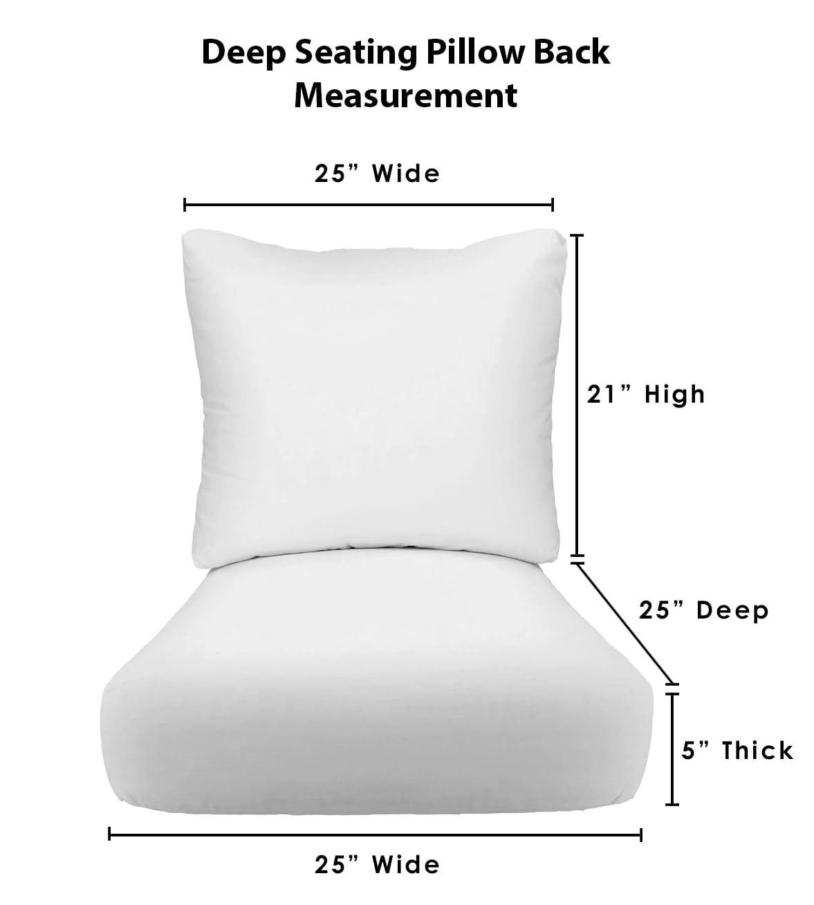 RSH DECOR: Deep Seating Cushion with Pillow Back | 25” x 25” Seat | Water and Fade-Resistant Spun Fabric | Outdoor Chair Cushion Set for Patio Furniture | Black & White Stripe