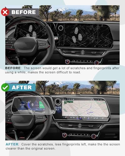 Image of CDEFG 2Pcs Tempered Glass for 2024 2025 2026 Chevy Equinox EV Screen Protector, for 17.7 inch Touchscreen & 11 inch Dash 2024-2026 Chevrolet Equinox EV Accessories, 9H Screen Cover HD Clear