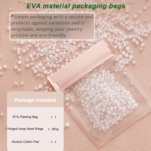 اقراط انف حلقية بوزن 18 غرام و20 غرام للنساء والرجال - لا تسبب الحساسية من الستانلس ستيل الجراحي 316L، حلقات انف مفصلية، اقراط حلقية لغضروف الاذن والزنمة، اقراط فضية وذهبية