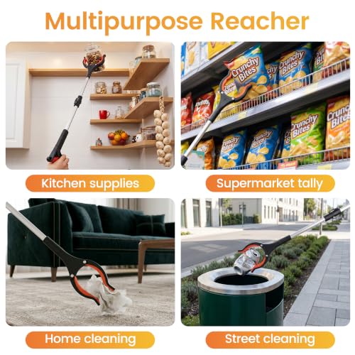 Image of Upgrade Grabber Reacher Tool, 32 inch Foldable Picker Upper Grabber, Reaching Tool for Trash Claw Pick Up Stick, Litter Picker, Arm Extension (Orange)