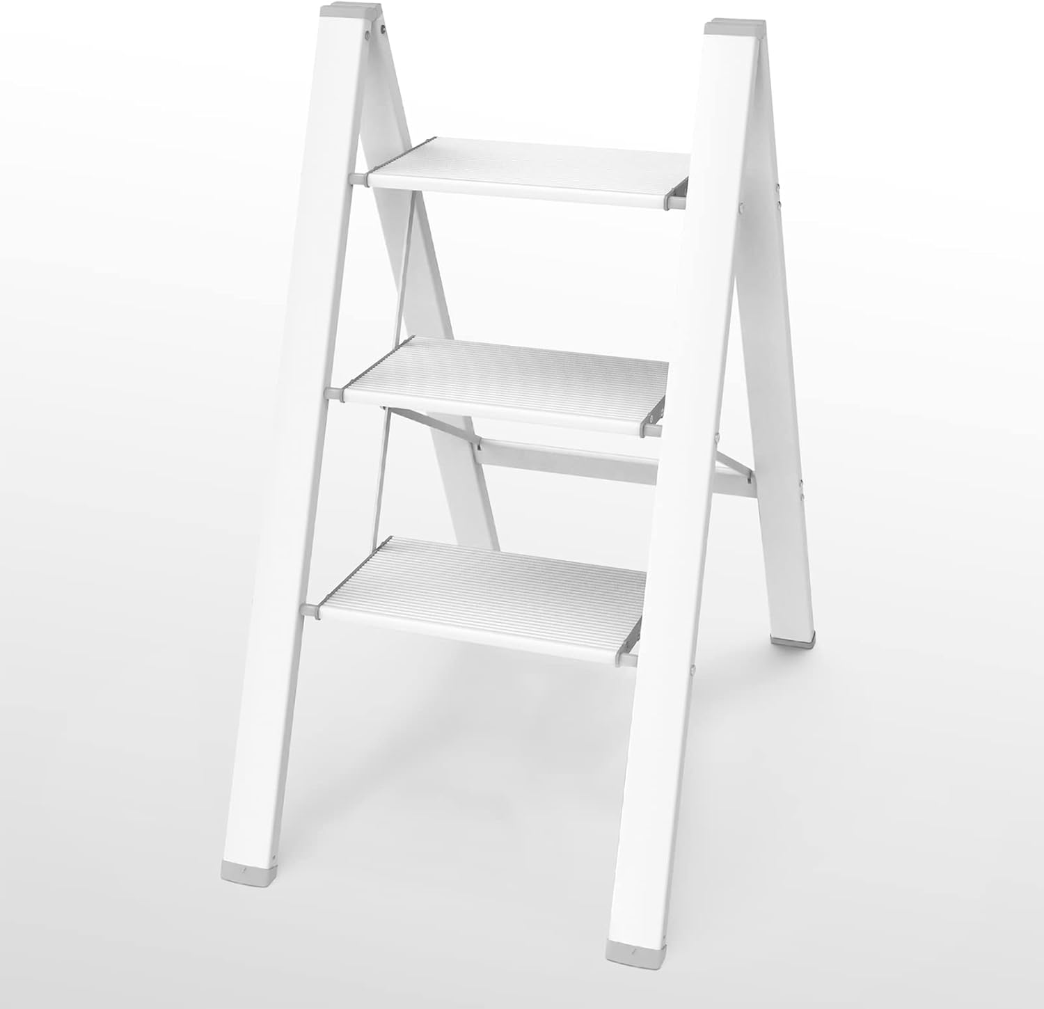ASoopher 3 Step Ladder, Aluminum Folding Step Stool with Wide Anti-Slip Pedal, 330 Lbs Capacity, Lightweight & Portable Stepladder for Household and Office, Black - - 