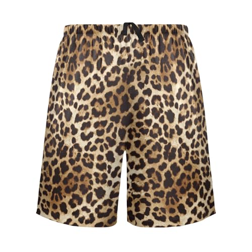 Men's Pajama Shorts Soft Comfy Casual Sleep Lounge Leopard Print Pj Bottom with Drawstring & Pockets2