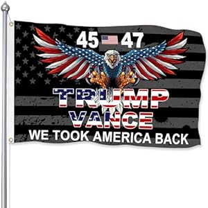 Trump 45th 47th President Flag Trump Vance Won Took America Back Flag for Yard Bedroom Garden Car Outdoor Decor with 2 Brass Grommets