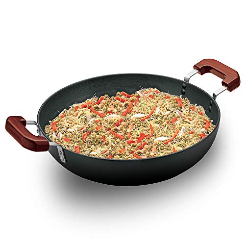 Hawkins Futura Hard Anodised Flat Bottom Deep-Fry Pan, 36cm and L66 Futura Hard Anodised Cook-n-Serve Bowl, 6 litres, Black - Image 2