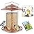 iBorn Metal Bird Feeder for Outside Hanging,Wild Bird Feeders for Cardinal,18cm Large Roof&Tray Brushed Copper 6 Port (Seed is not Included)