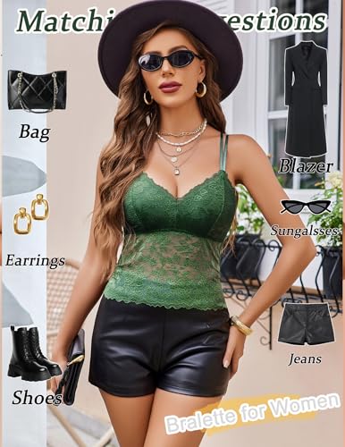 Image of Avidlove Lace Bralette for Women V Neck Camisole Lingerie Spaghetti Strap Tube Slim Tank Top