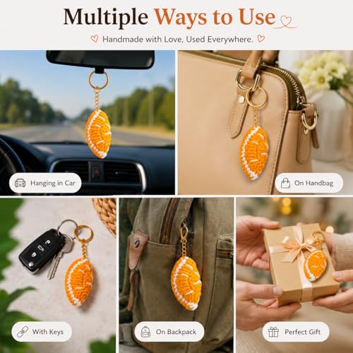 Image of Handmade Crochet Keychain for Women & Girls, Cute Yarn Key Ring, Bag Charm, Car Key Holder & Gift, Aesthetic Handmade Floral Accessory
