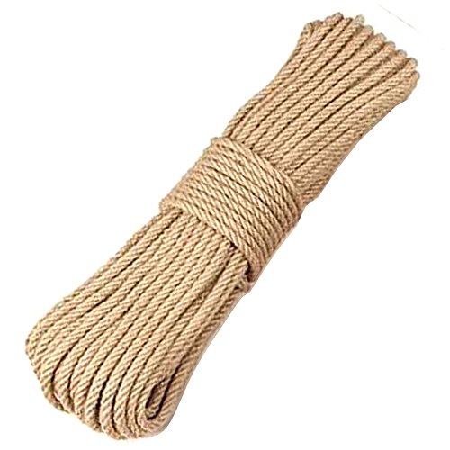 MZTD 50M 6MM Cuerda de Yute Cuerda Cáñamo Natural Gruesa Cuerda de Sisal 4 Capas para Jardín Boda Sash Camping Mascotas Barcos Hogar Animales Escalada Árbol de Gato