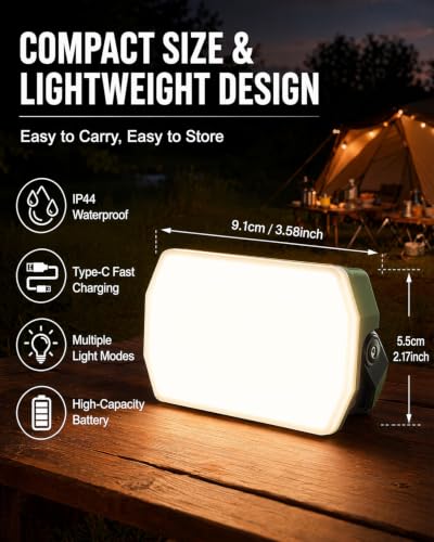 Image of LETOUR USB Rechargeable Camping Lantern 2000Lumen, 4000mAh LED Work Light with Tripod Stand & Magnet, 3 Colors 10~100% Brightness for Tent, Emergency, Hiking, Blackout (with Bag)