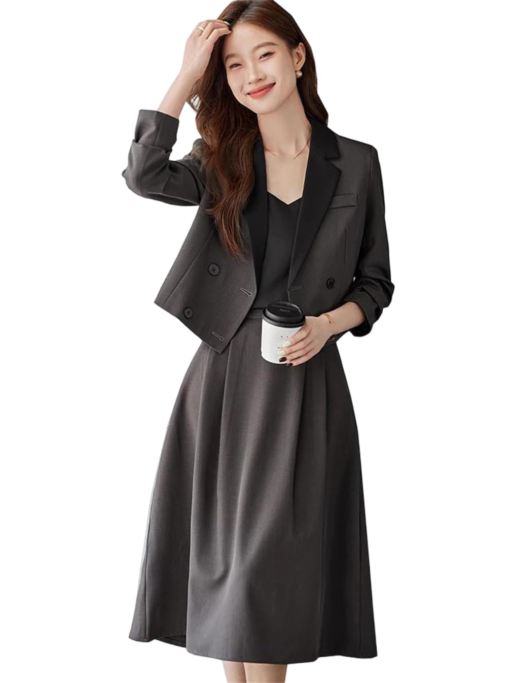 Women Formal Blazer Skirt Suit Business Office Suits Coat Slim A-Line Skirts Two Piece Set