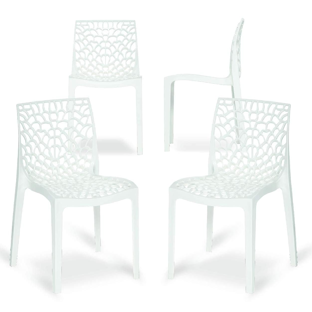 ACTIVA Web Designer Plastic Chair for Home, Office and Restaurant and Cafe|Armless Chair for Dining Room| Heavy Duty Outdoor Plastic Chair | Designer Balcony Chair (White, Set of 4)-image-46