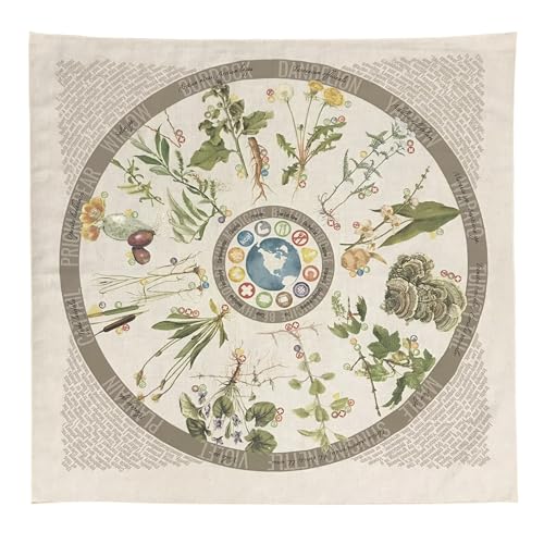 Wazoo Foraging Bandana with 12 Common Edible & Useful North American Plants, Trees, and More, Practical Field Reference, Made in the USA, 100% Cotton Bandanas for Women & Men, Standard Size 22" x 22"