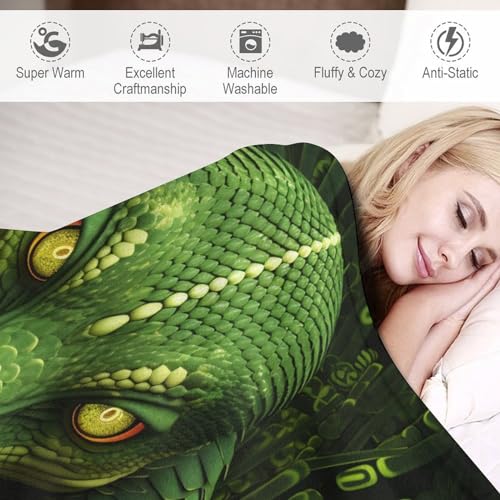 Couverture super doux non rejet en flannel imprimé serpent plaid 150x200cm