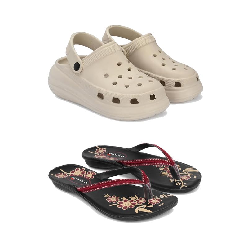 Premium Comfortable Regular Wear Clogs for Women with Stylish Flats Fashion Slippers for Women's & Girls Combo-OO1-O18-5 Maroon(COMBO(2)-OO1-O18-5_BZ)-EURO-36-image-13