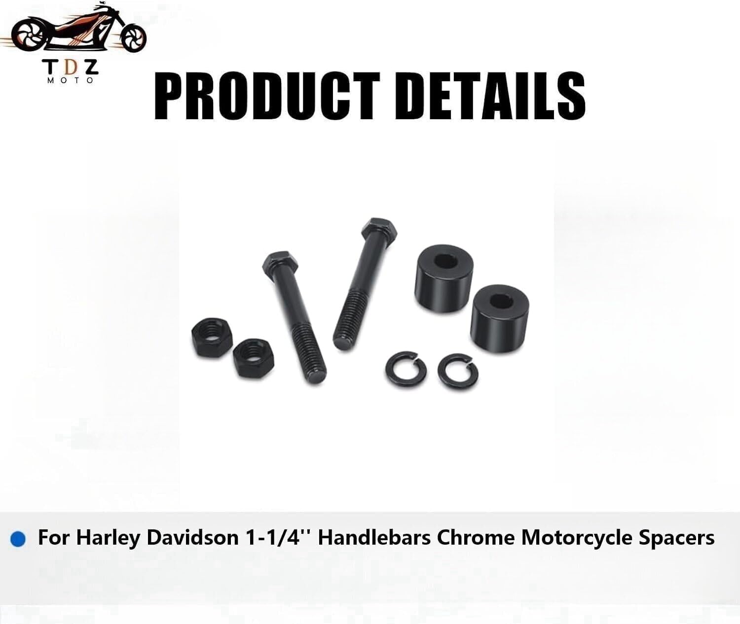 TDZ 1 '' Pollice Rise Manubrio Riser Estensione Per Harley 1-1/4 '' Manubrio Nero Distanziali Moto