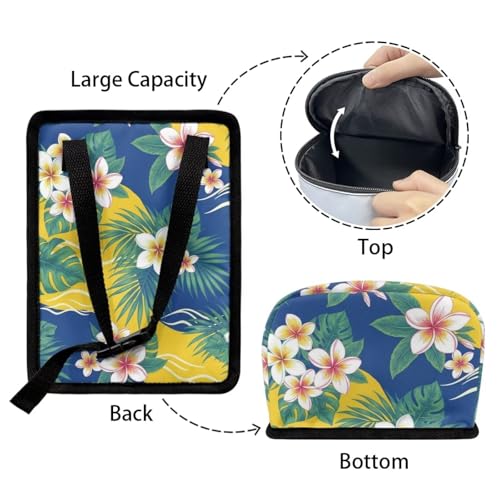 Image of Talayituse Plumeria Palm Leaf Print Car Trash Bin, Large Size Auto Trash Can Adjustable Portable Garbage Can with Lid, Vehicle Hanging Bag for Headrest Front Back Seat