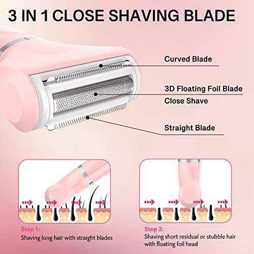 Electric Razors For Women, Wufayhd Bikini Trimmer, 3 In 1 Women's Razors For Shaving, Cordless Portable Shaver For Wet&Dry, Rechargeable Body Hair Removal For Face Legs Underarms #TOP2